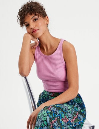 Débardeur bretelles larges violet femme