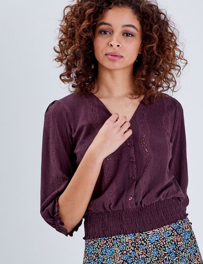 Blouse Sophie - manches 3/4 marron femme
