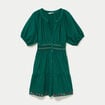 Robe courte &eacute;vas&eacute;e col am&eacute;ricain vert fonc&eacute; femme