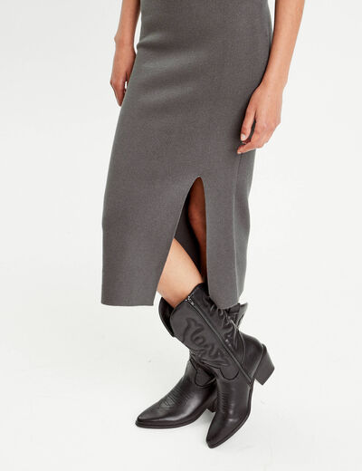 Jupe midi moulante gris foncé femme