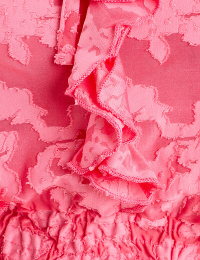 Blouse sans manches volants rose femme