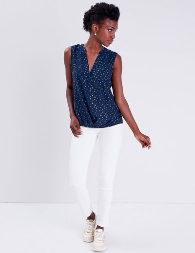 Blouse sans manches bleu marine femme