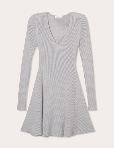 Robe tricot patineuse c&ocirc;tel&eacute;e gris clair femme