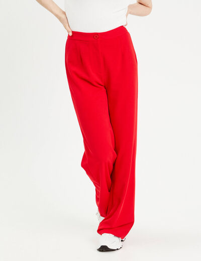 Pantalon large rouge femme