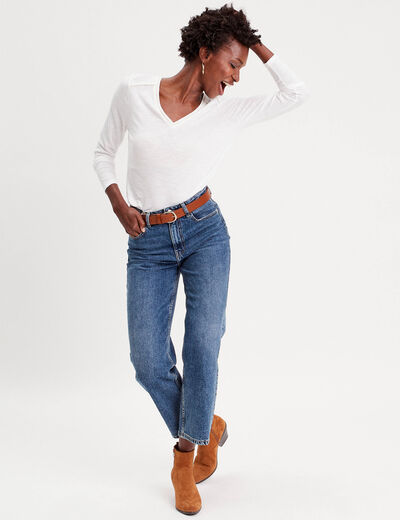 T-shirt manches longues blanc femme