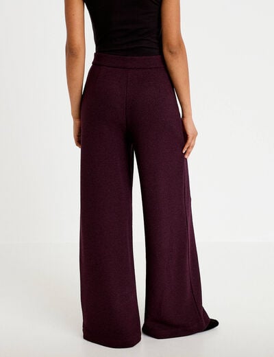 Pantalon bootcut en tweed violet fonc&eacute; femme