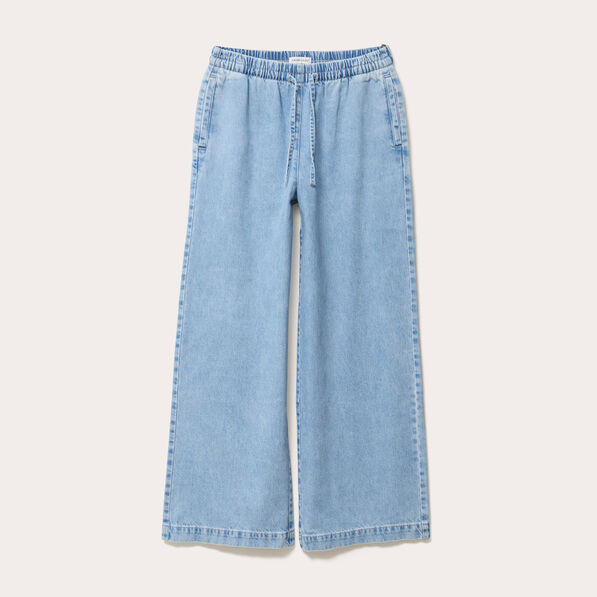 jeans large taille elastiquee denim bleach femme Jeans large taille élastiquée denim bleach femme