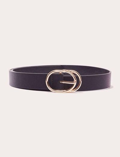Ceinture double boucle noir femme