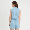 Combishort flare en jean denim bleach femme