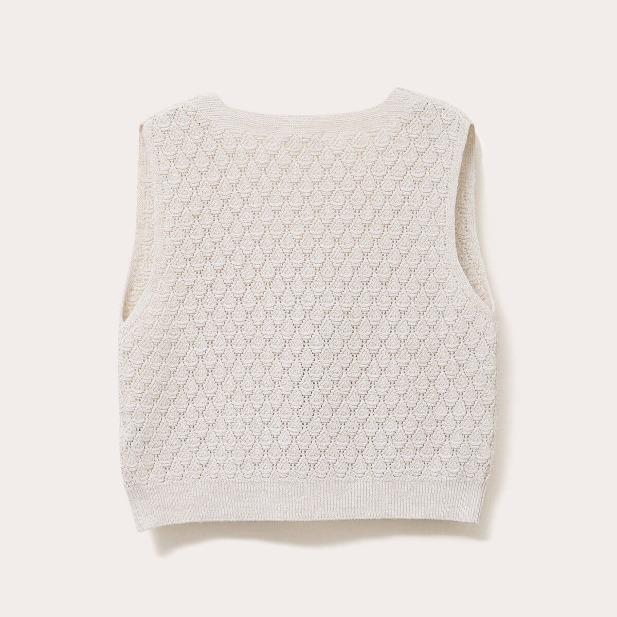 Gilet sans manches noué ecru femme