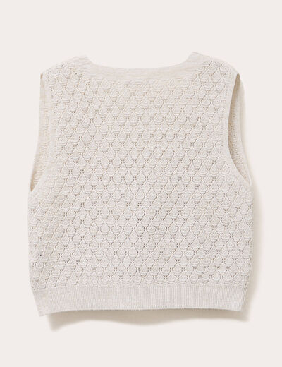 Gilet sans manches noué ecru femme