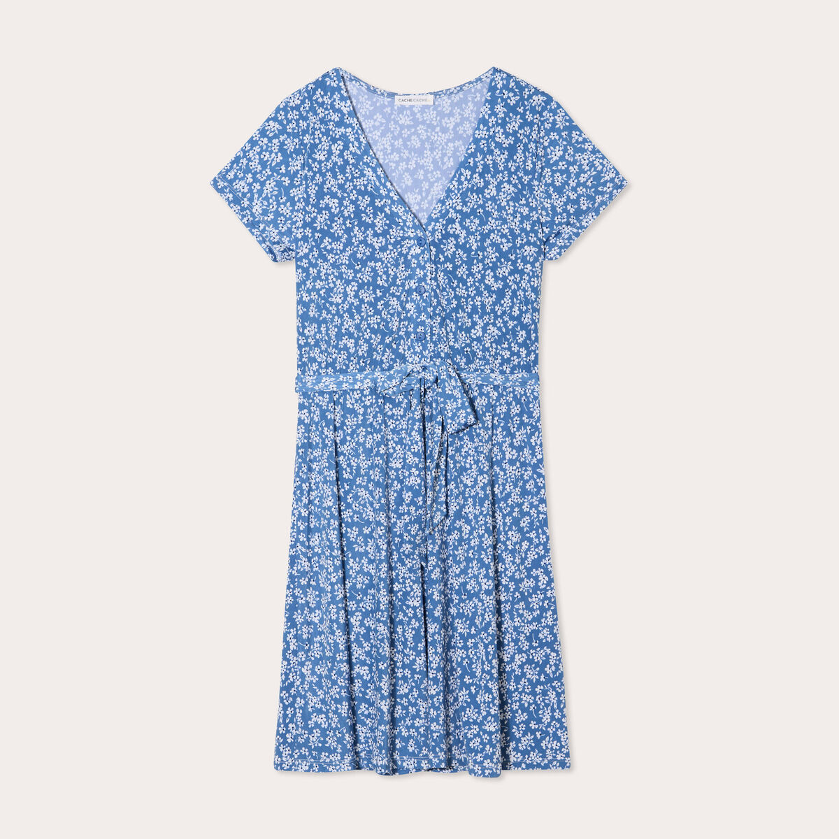 Robe évasée boutonnée bleu clair femme