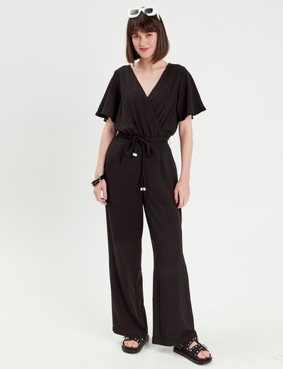 Combinaison pantalon fluide noir femme