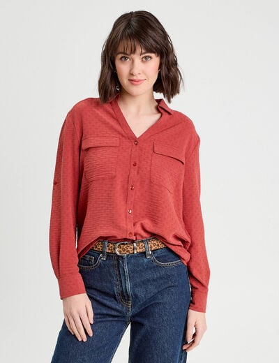 Chemise manches longues vieux rose femme