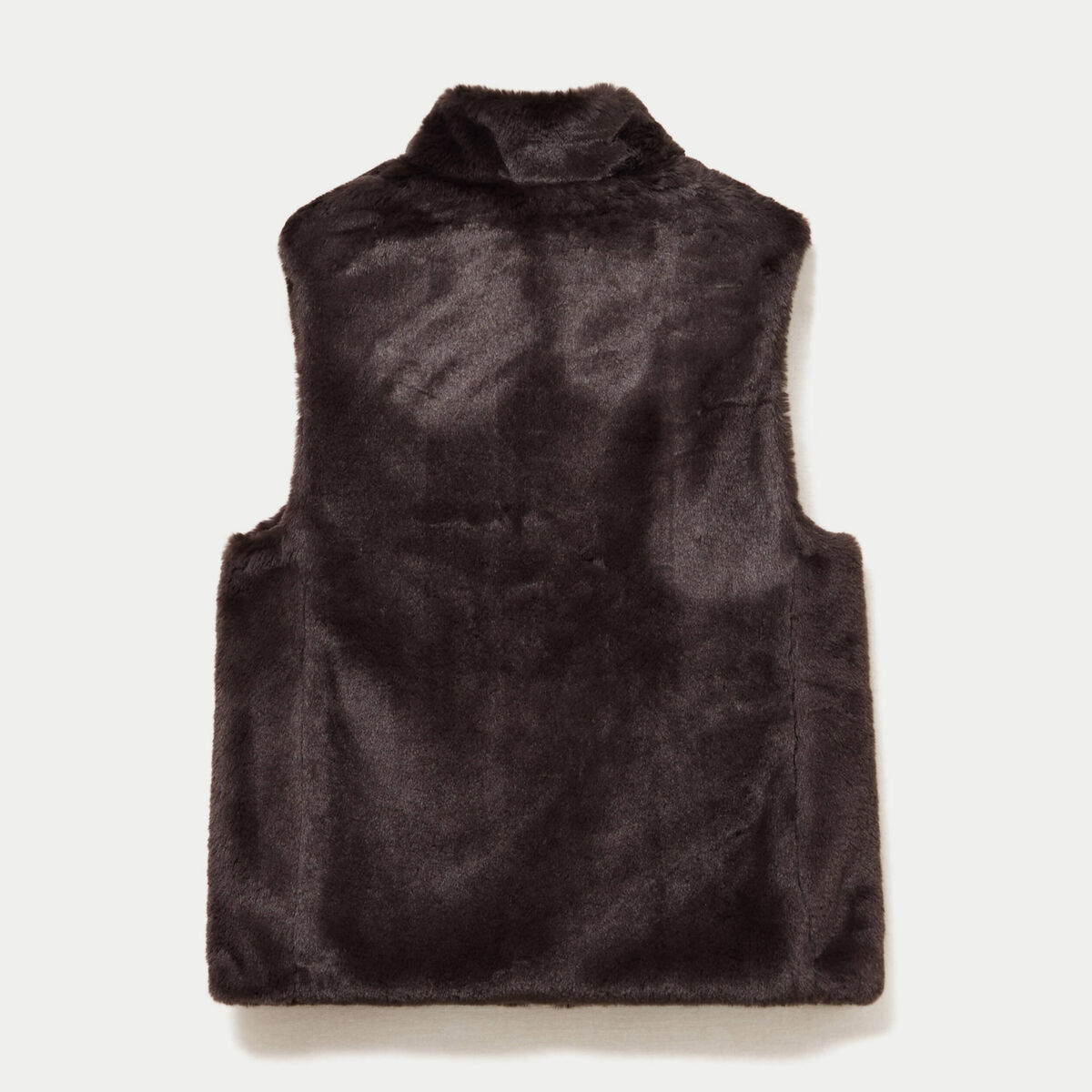 Veste sans manches fermeture zipp&eacute;e marron fonc&eacute; femme