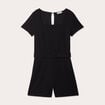 Combishort ceinturée noir femme