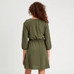 Robe évasée avec volants vert kaki femme