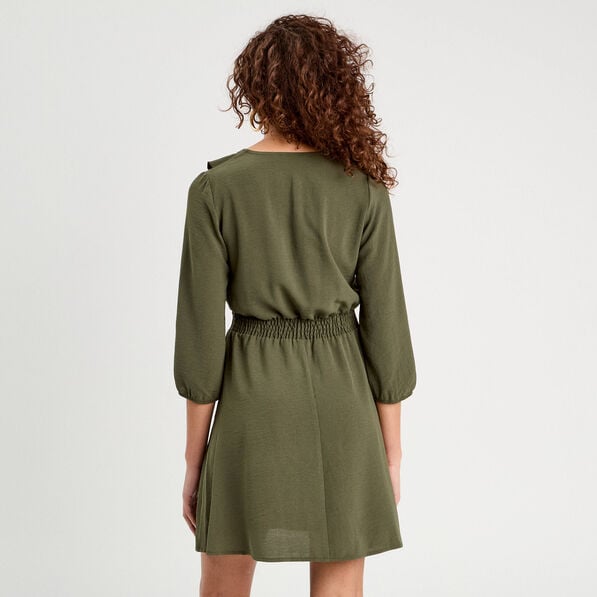 robe evasee avec volants vert kaki femme Robe évasée avec volants vert kaki femme