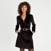 Robe trapèze velours zippée noir femme