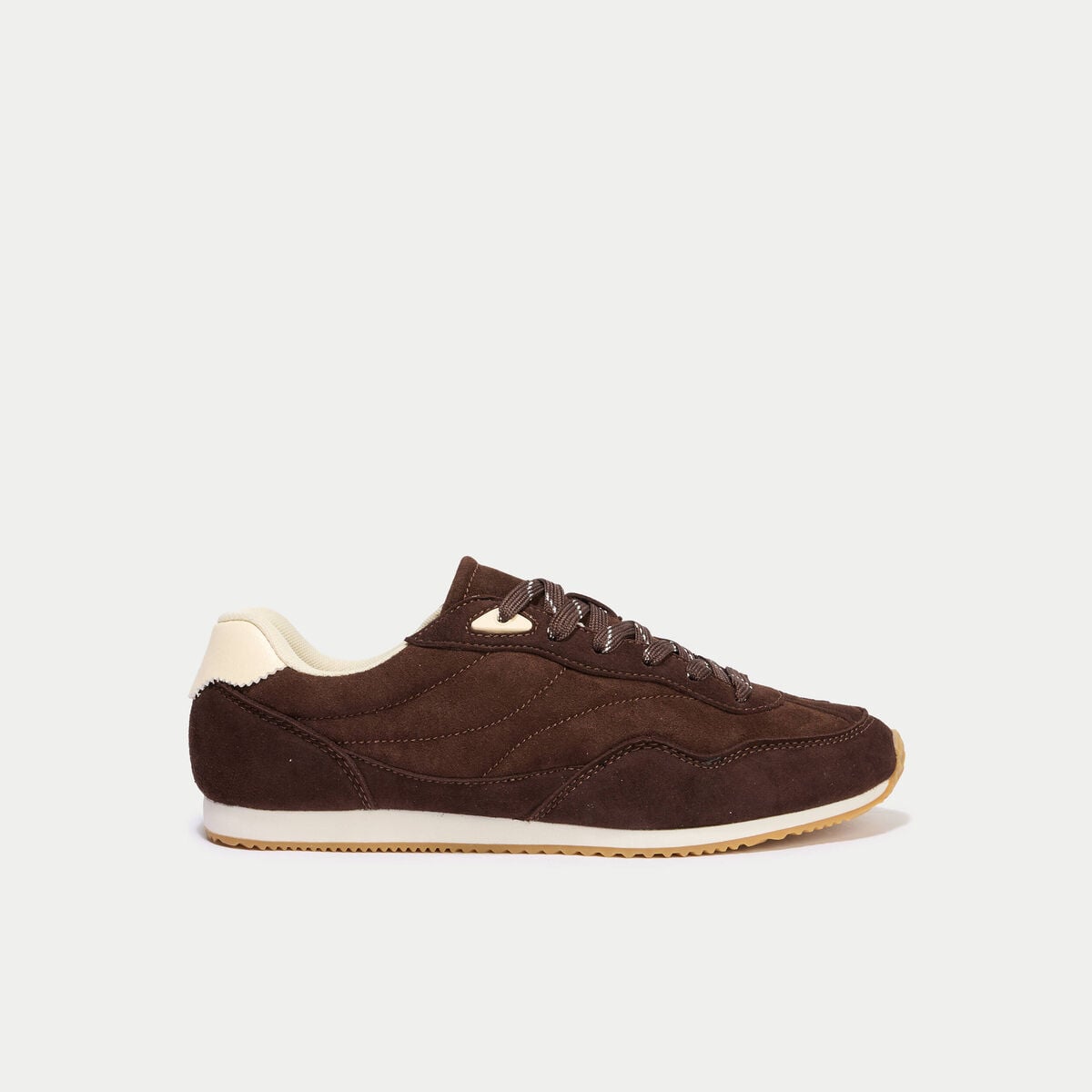 Basket aspect daim marron femme