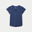T-shirt boutonn&eacute; sur le devant bleu fonc&eacute; femme