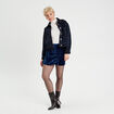 Jupe-short ajustée velours bleu foncé femme