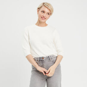 pull manches 34 ecru femme Pull manches 3/4 ecru femme