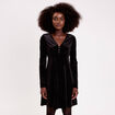 Robe patineuse courte velours col v noir femme
