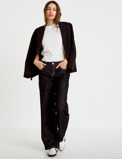 Jean wide leg taille basse denim noir femme