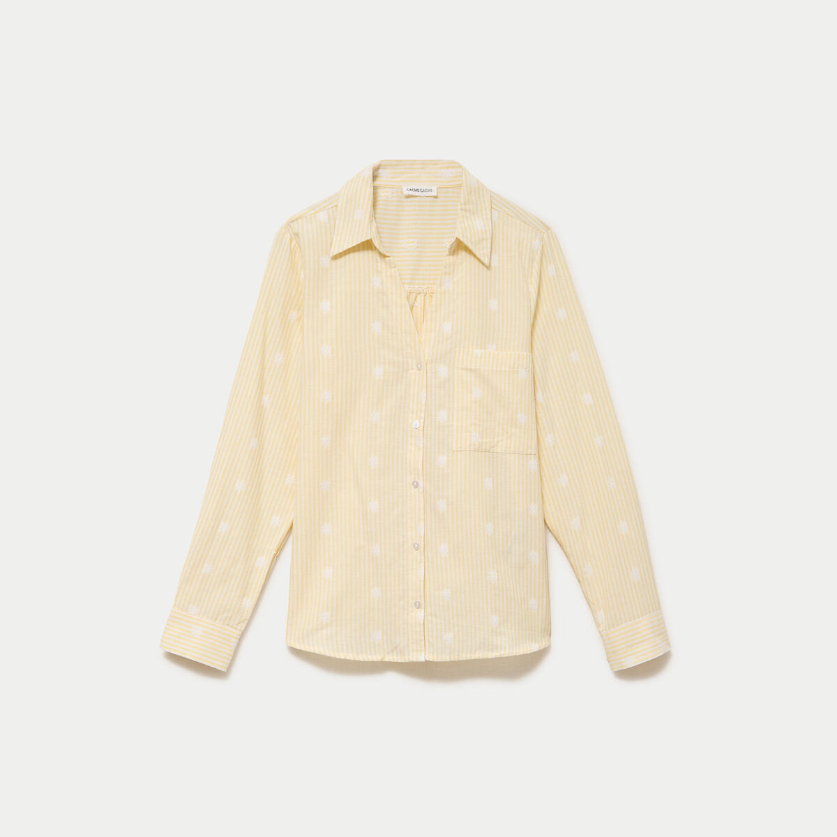 Chemise droite manches longues jaune citron femme