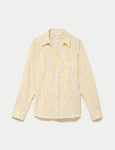 Chemise droite manches longues jaune citron femme