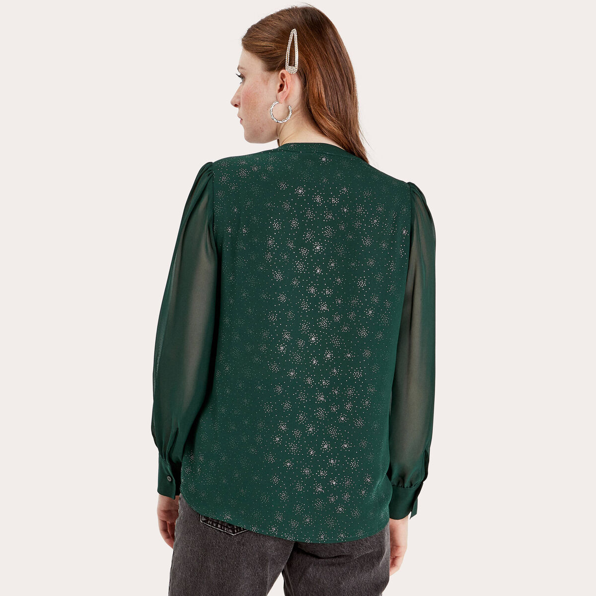 Blouse manches longues vert foncé femme