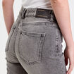 Jeans droit taille haute denim gris femme