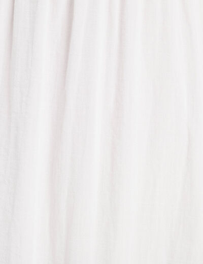 Robe longue évasée smockée blanc femme