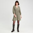 Robe évasée manches 3/4 vert kaki femme