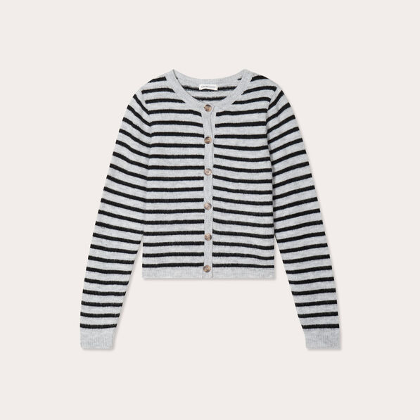gilet boutonne col rond gris clair femme Gilet boutonné col rond gris clair femme