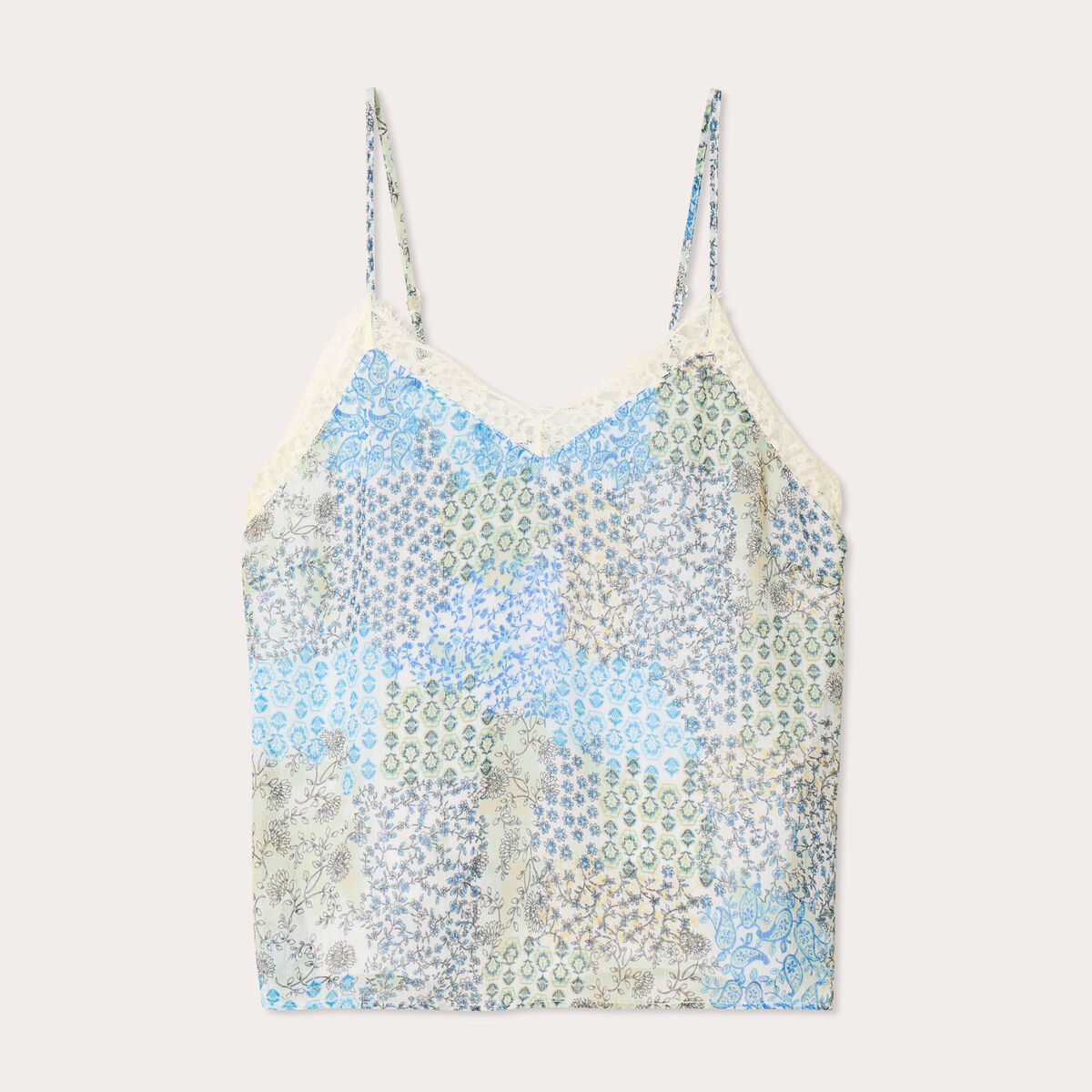Caraco bretelles fines bleu femme