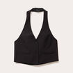 Veston cropped dos nu noir femme