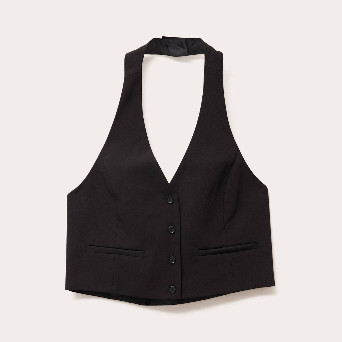Veston cropped dos nu noir femme