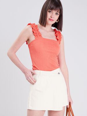 Debardeur bretelles larges orange corail femme