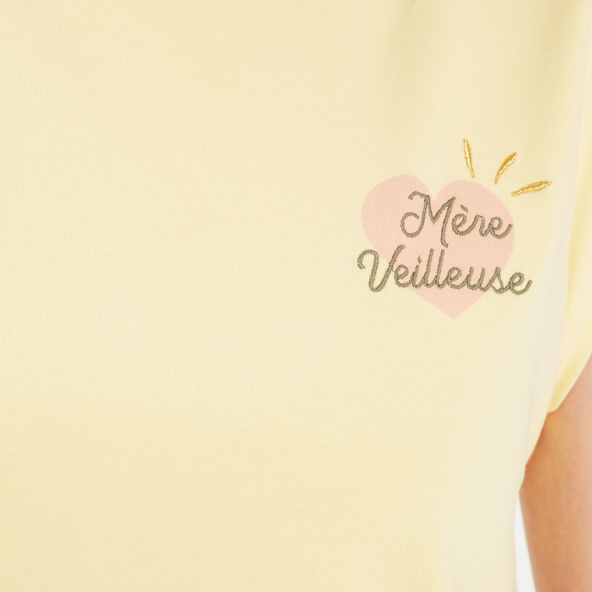 T-shirt manches courtes jaune clair femme