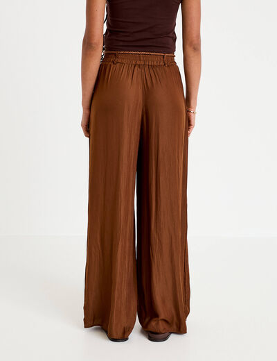 Pantalon large taille standard marron femme