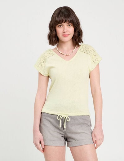T-shirt manches courtes vert clair femme