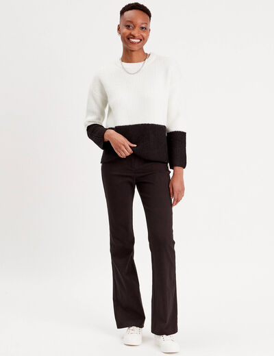 Pantalon bootcut &agrave; pont noir femme