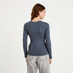 T-shirt cintr&eacute; col rond manches longues gris femme