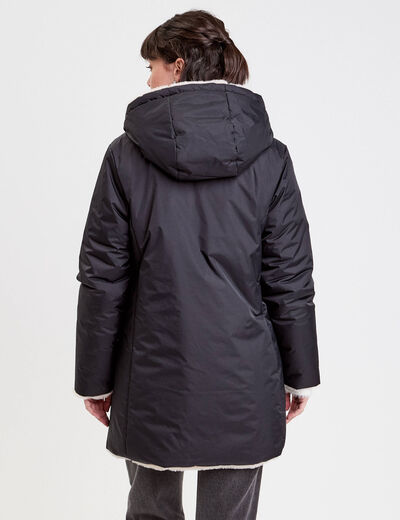Parka réversible à capuche noir femme
