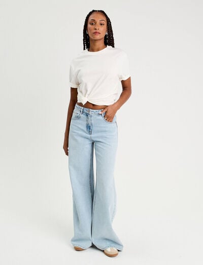 Jeans wide leg ultra large denim bleach femme