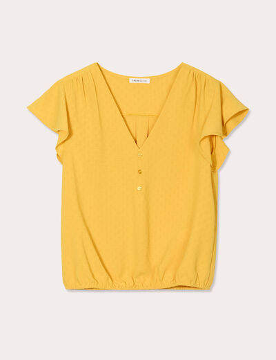 Blouse manches courtes jaune clair femme
