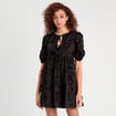 Robe évasée brodée noir femme