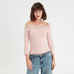 T-shirt manches 3/4 rose pastel femme